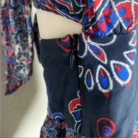 FARM RIO Paisley Snake Print Button Down Tie Front One Piece Romper - Picture 6 of 16